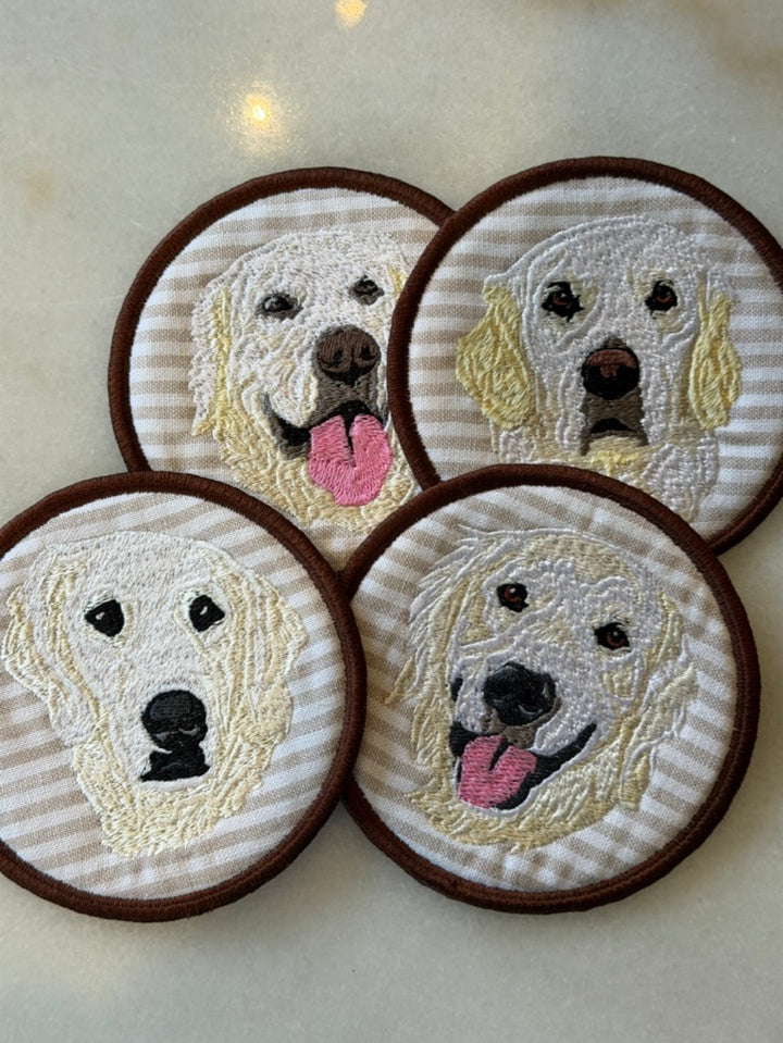 Puppy-Love Custom Embroidered Coasters