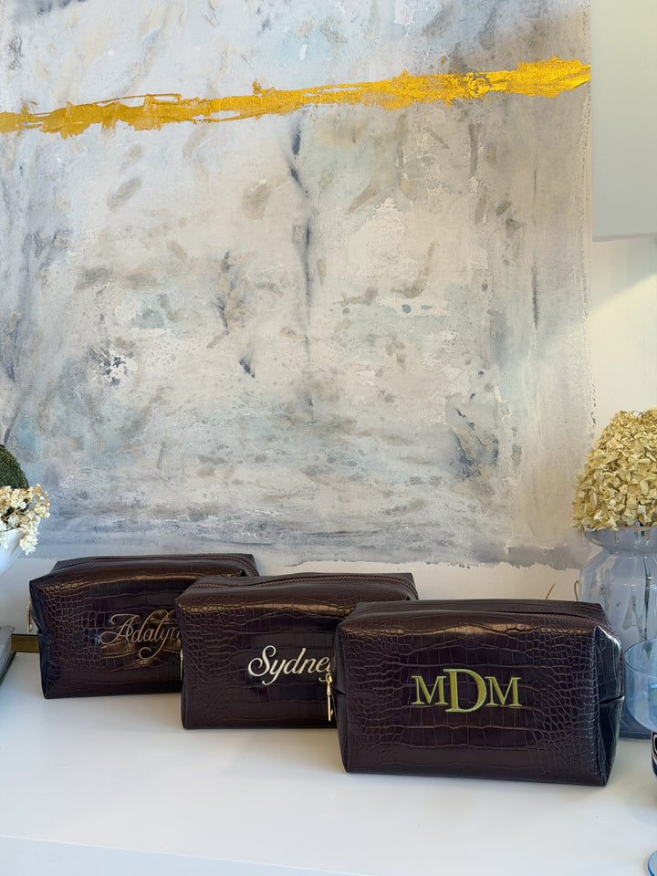 Croc Cosmetic Pouch - Chocolate