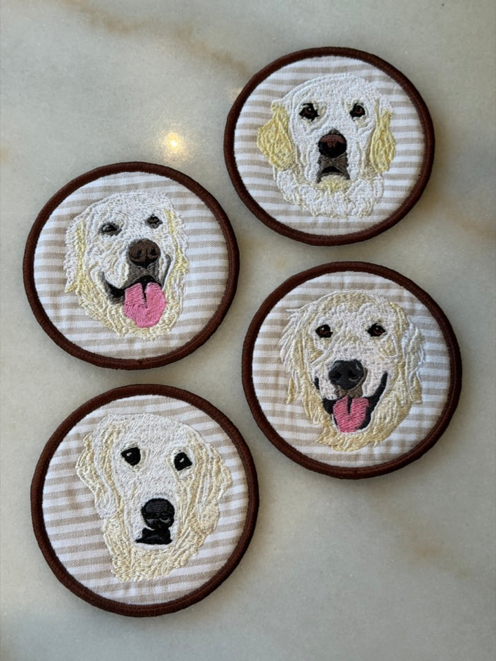 Puppy-Love Custom Embroidered Coasters