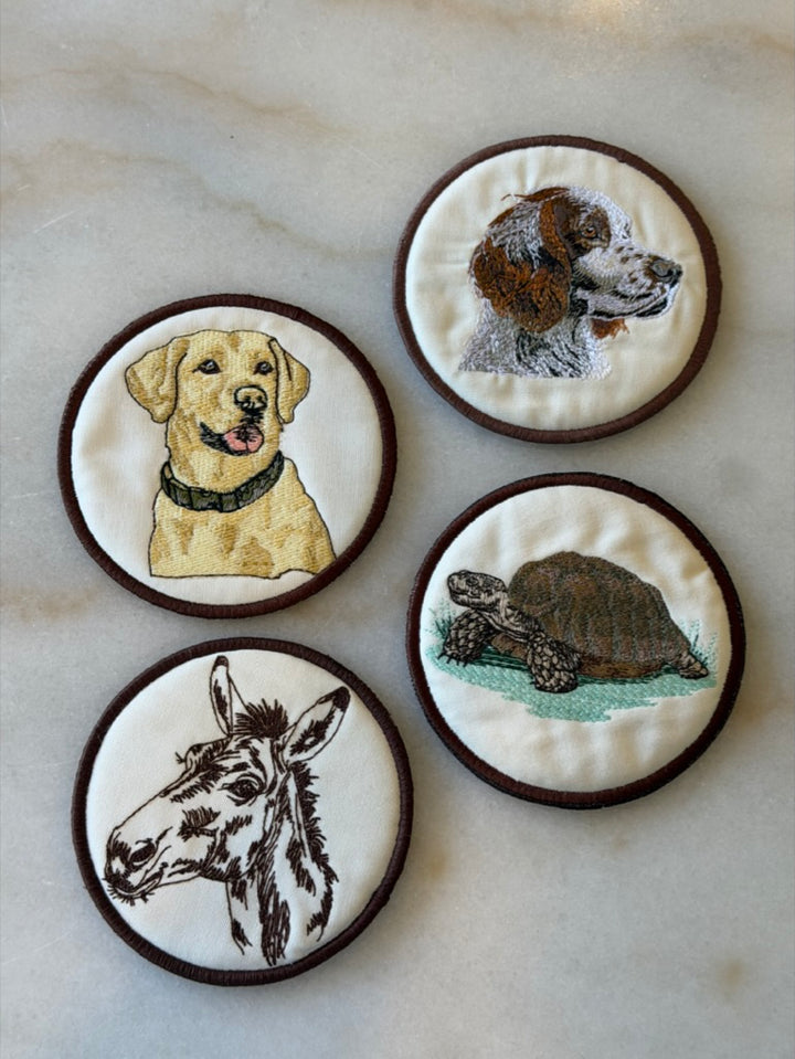 Puppy-Love Custom Embroidered Coasters