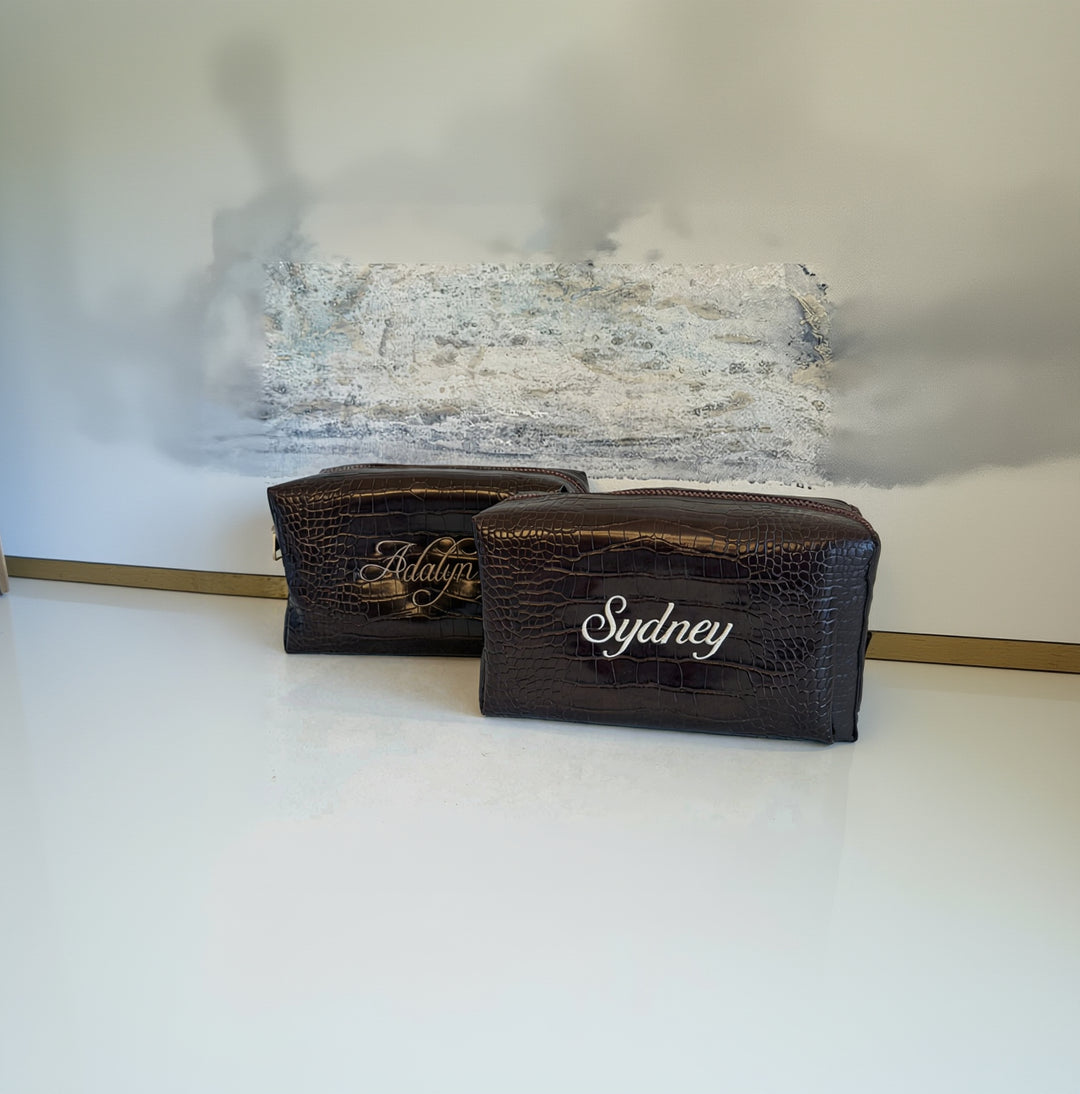 Croc Cosmetic Pouch - Chocolate